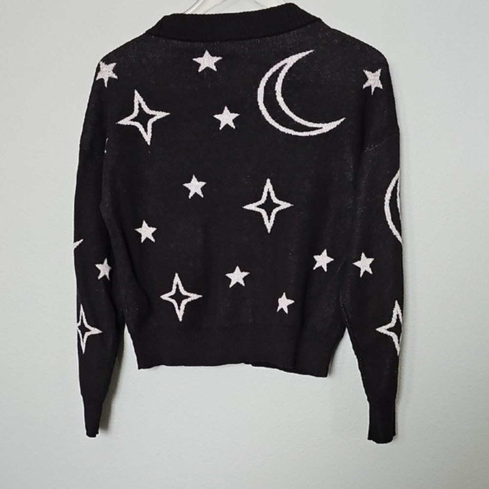 Nikka K Celestial Cosmic V Neck Button Front Crop Cardigan Size Medium - Picture 8 of 8
